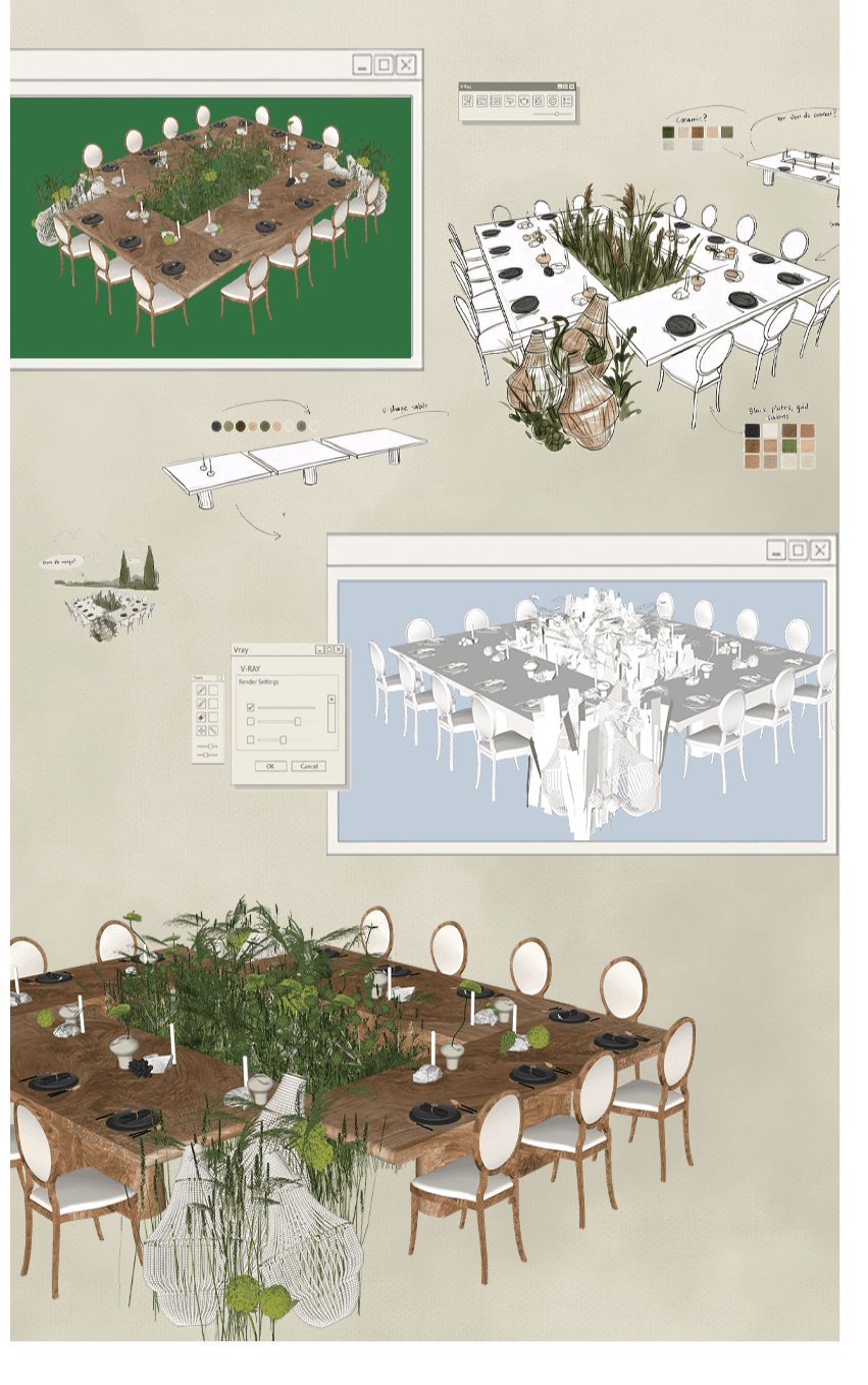 The Visualisation service — 3D wedding design concept artboard