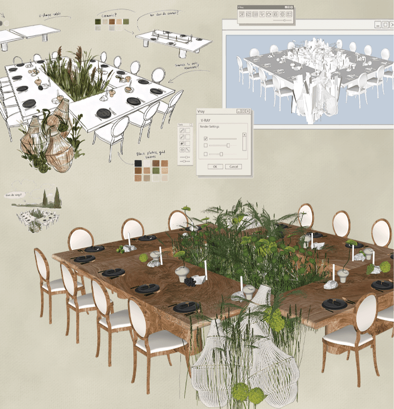 The Visualisation service — 3D wedding design concept artboard