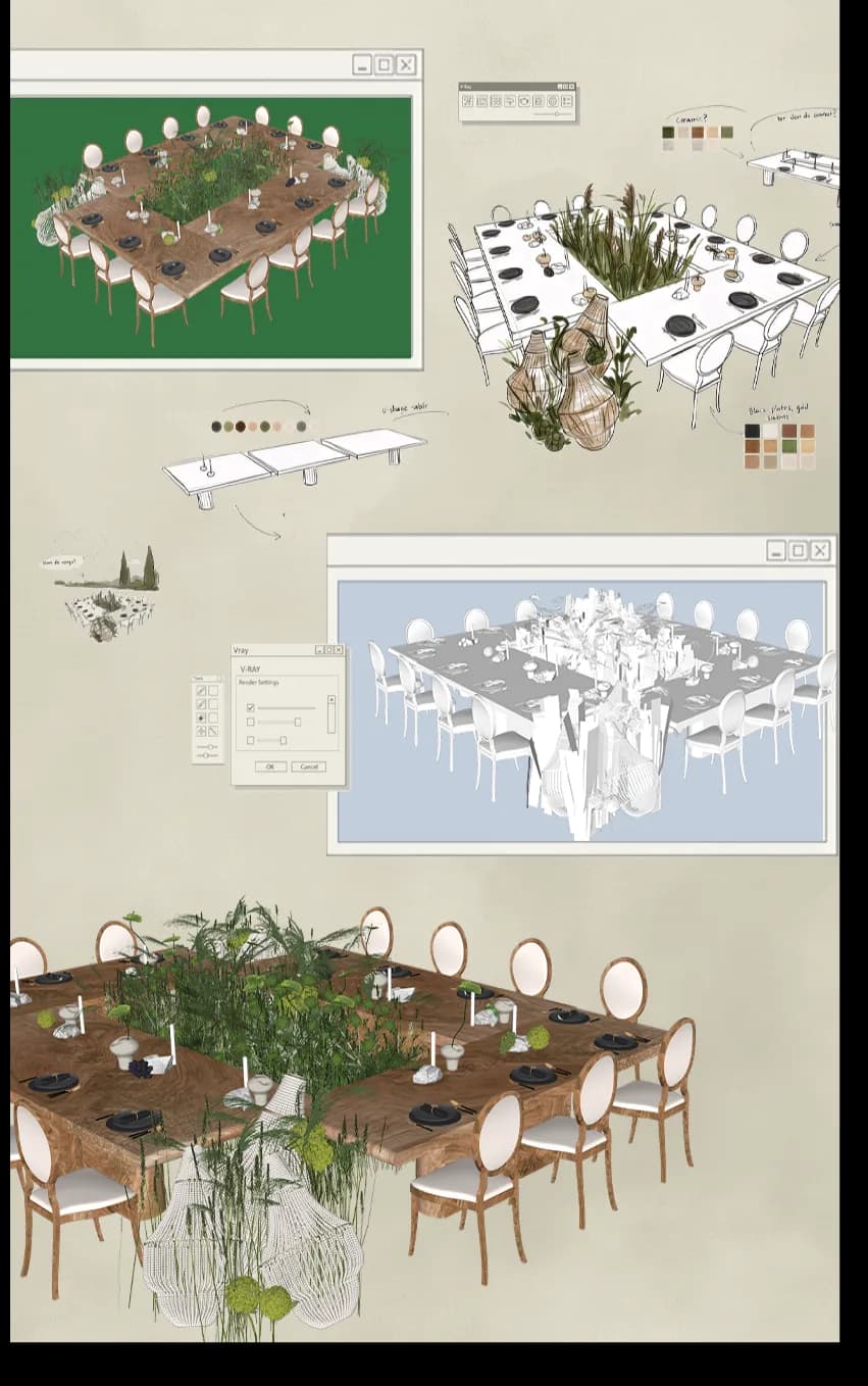 The Visualisation service — 3D wedding design concept artboard