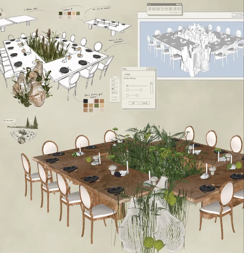 The Visualisation service — 3D wedding design concept artboard
